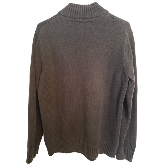 Chaps Knit Sweater M Stag Mountain Design Black Grey Red Ribbed Collar Cuffs - Picture 2 of 8